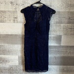 Windsor navy blue homecoming mini dress lace open back size medium
